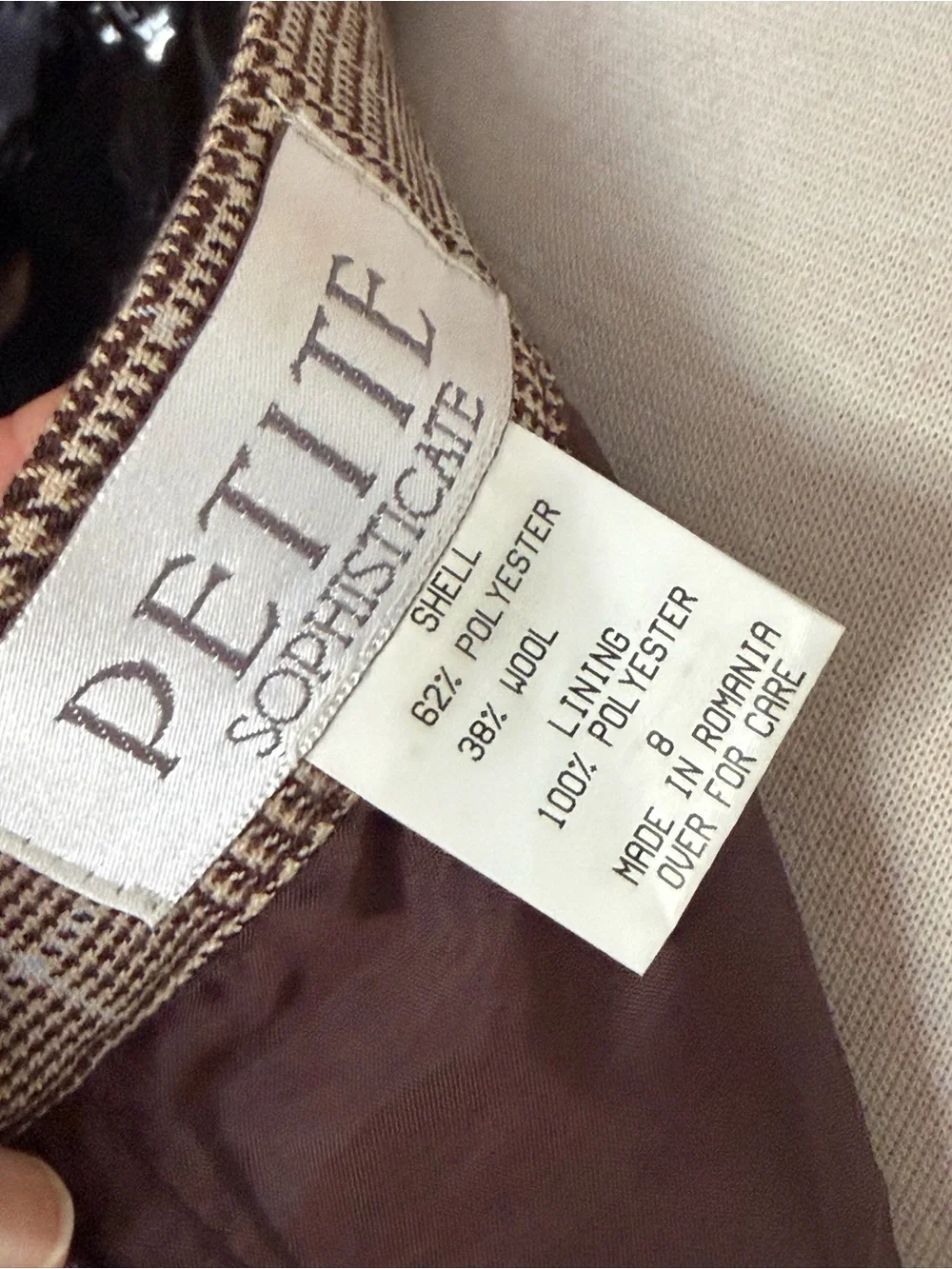 VTG Petite Sophisticate Brown Plaid Two-Piece Suit